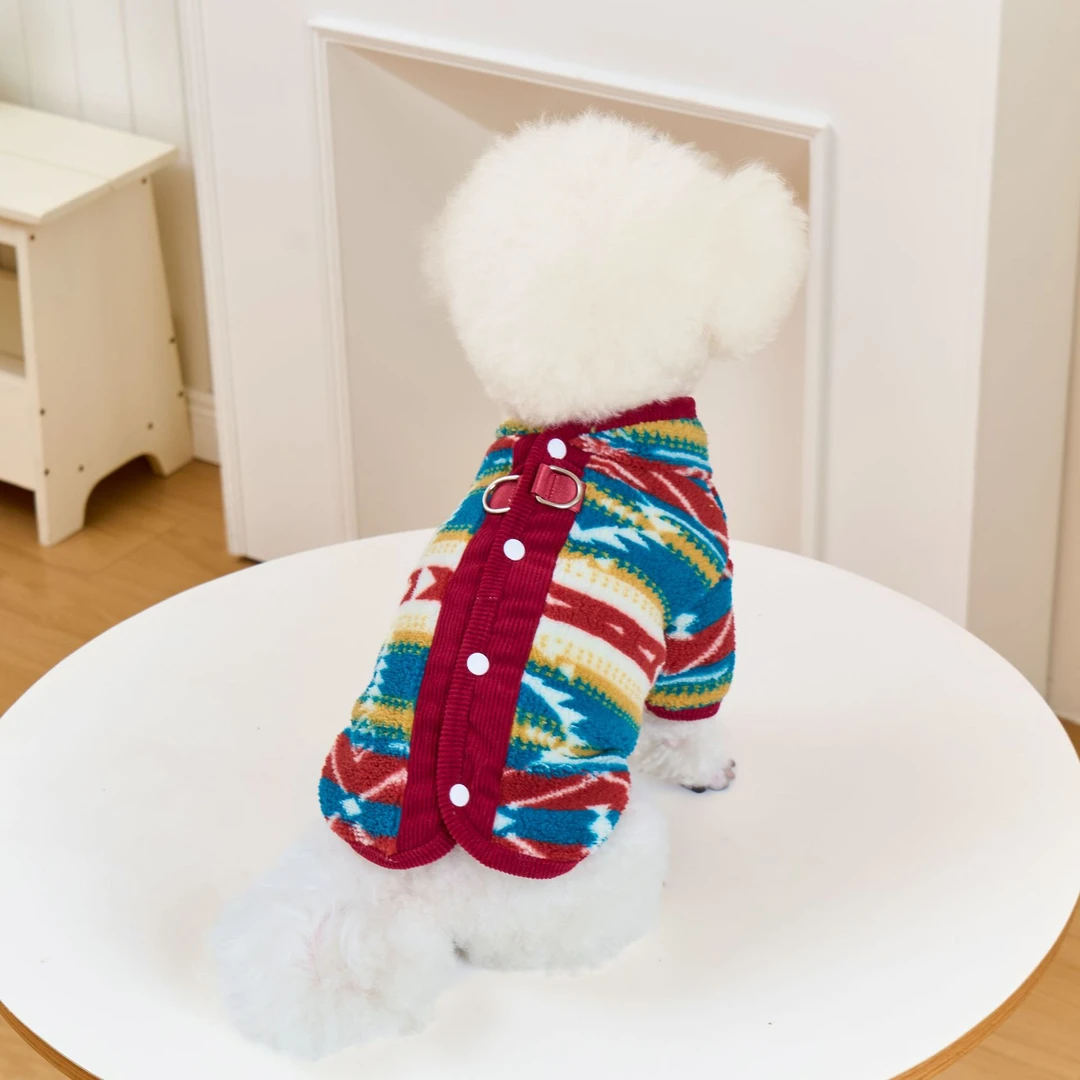 2025新款狗狗衣服小型犬泰迪比熊雪纳瑞博美秋冬薄款名族风两脚衣