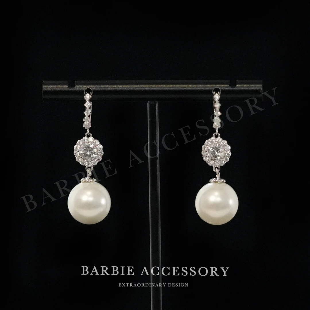 铜合金合成锆石耳饰 【白珠星与】法式既视设计款高级感绝美耳环