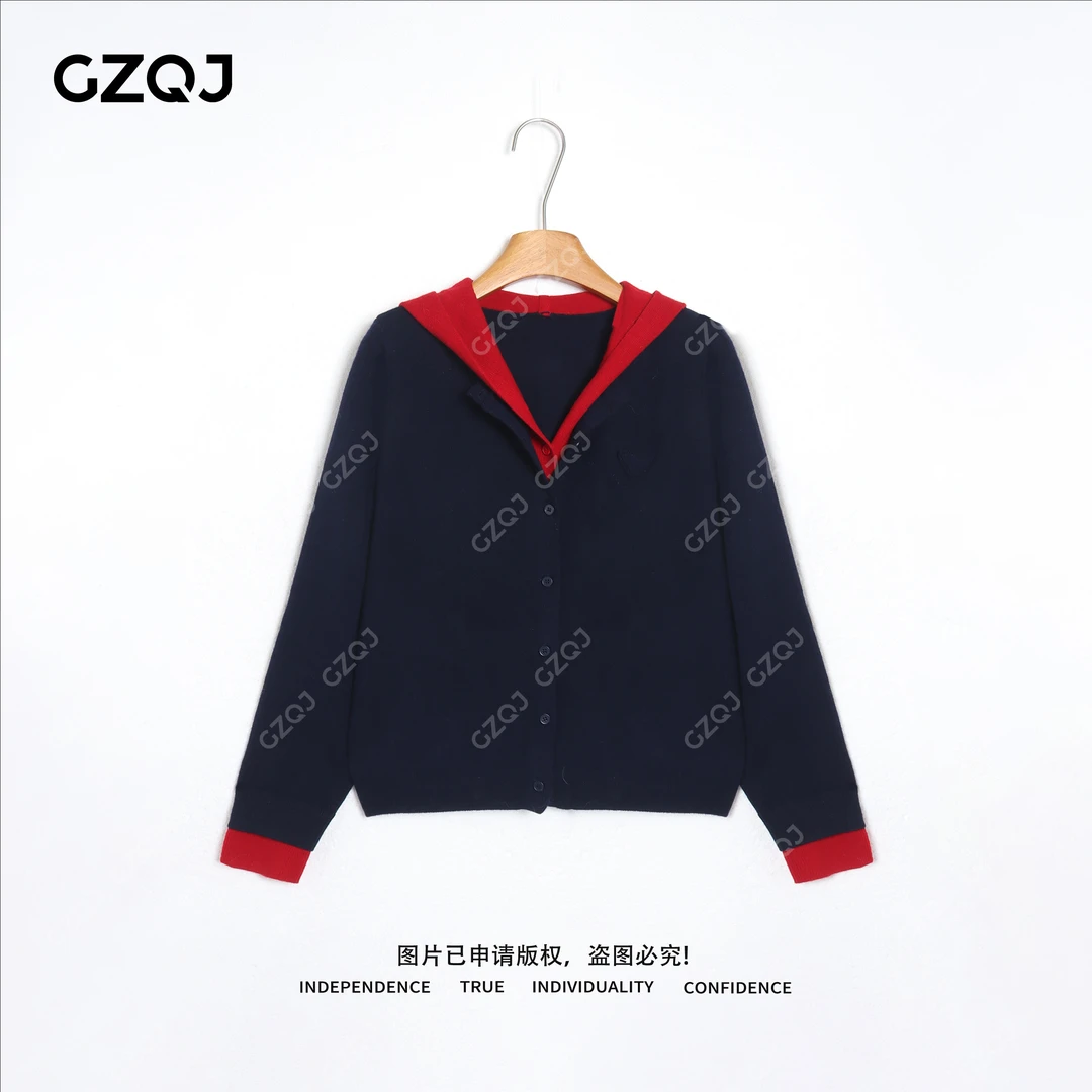 老琴私服【焦糖松饼】琥珀流光风绵羊毛假两件撞色针织衫秋款95066