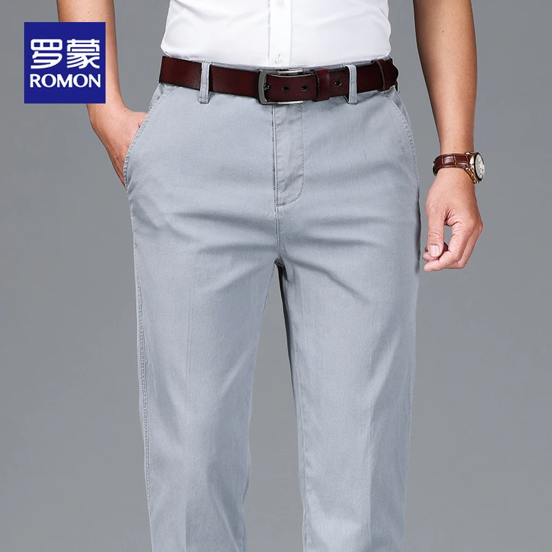 罗蒙牛仔裤男直筒宽松夏季新款中年商务时尚百搭薄款高腰休闲裤