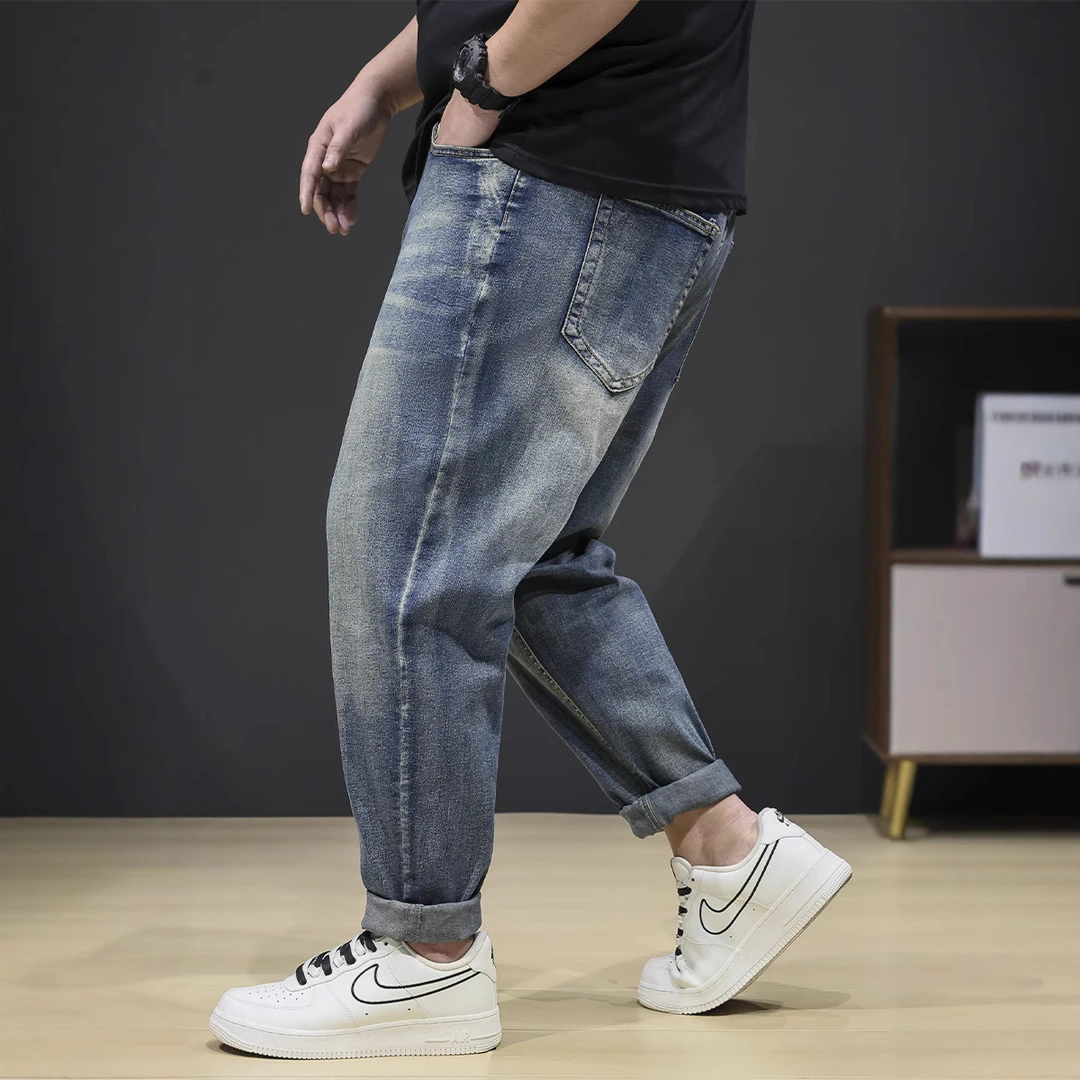 新款大码弹力潮牌松紧腰牛仔裤300斤牛仔裤男8XL