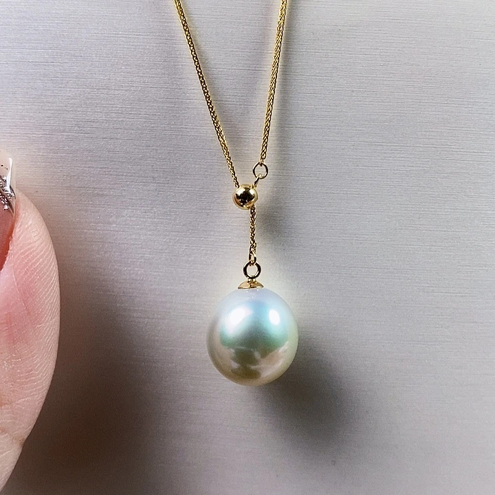 海水珍珠18K金镶嵌套链10-11mm