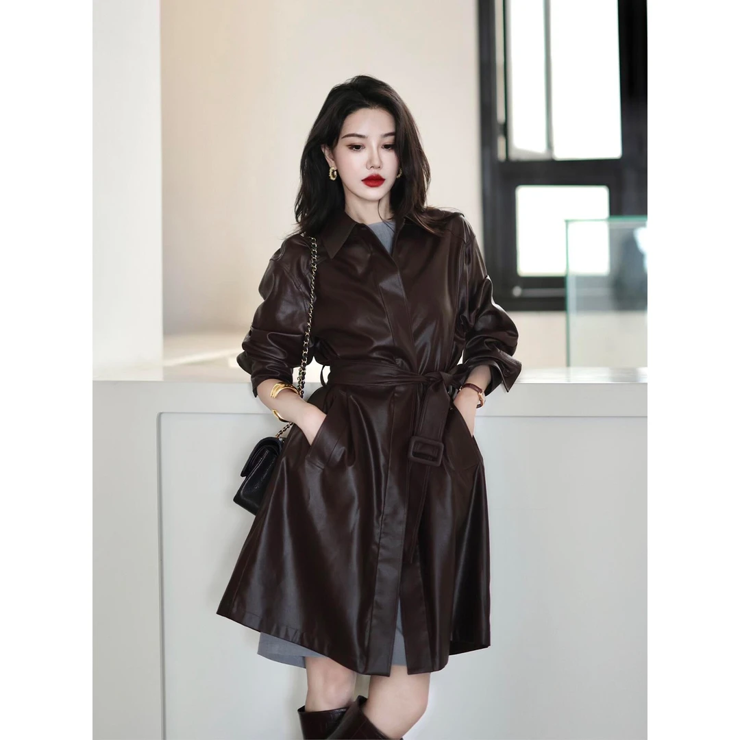 秋季新款今年流行漂亮美式复古风气质棕色皮衣外套小个子时尚夹克