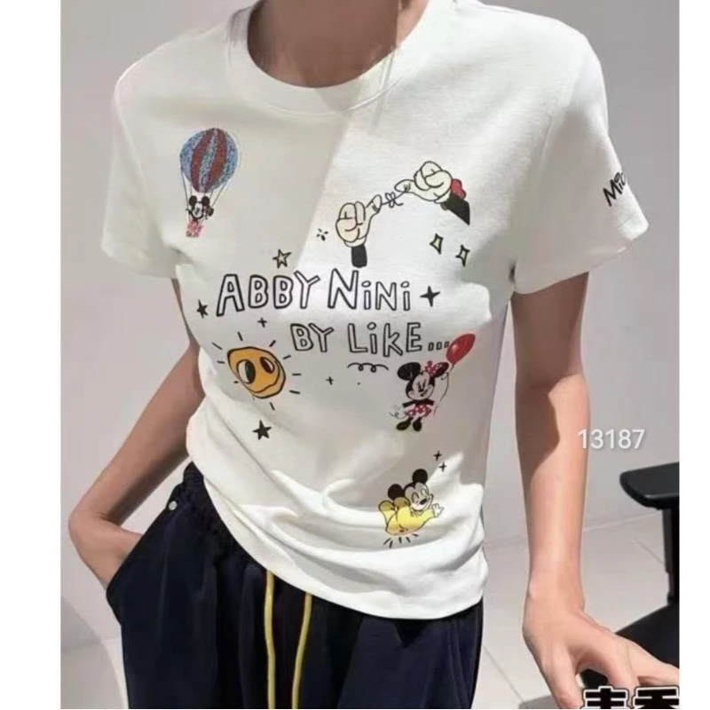 13187（复合）（部分无水洗唛，介意慎拍）WANGDAN新款印花棉短袖