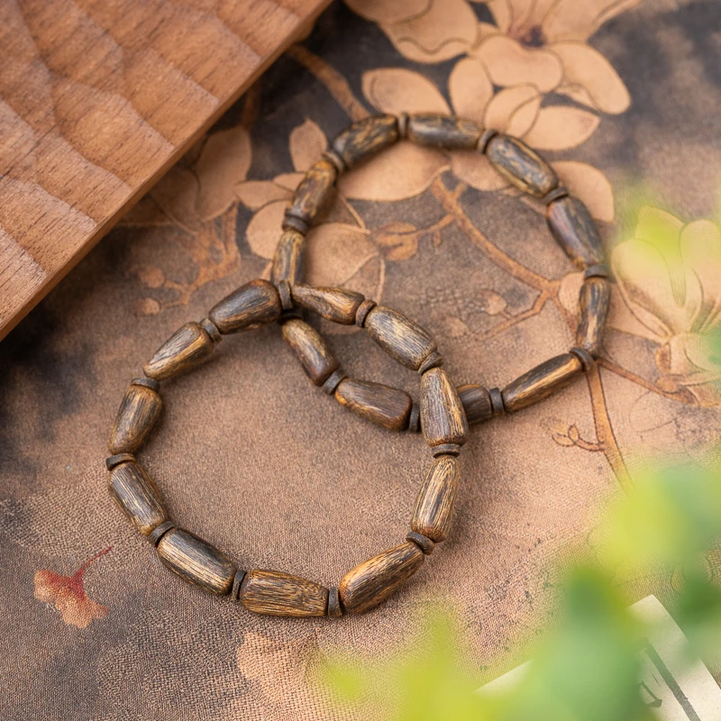 沉香【金沙叶毕业】绿奇楠·沉水随形水滴珠沉香手串 多样性发其一