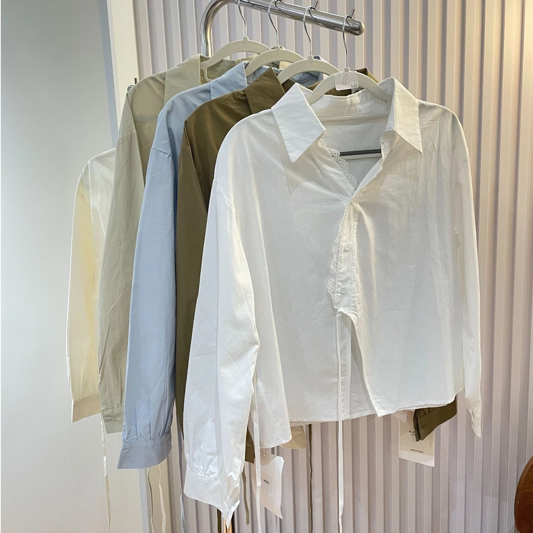 【俐心2】法式设计感蕾丝衬衫女2025秋季新款高级长袖衬-可1