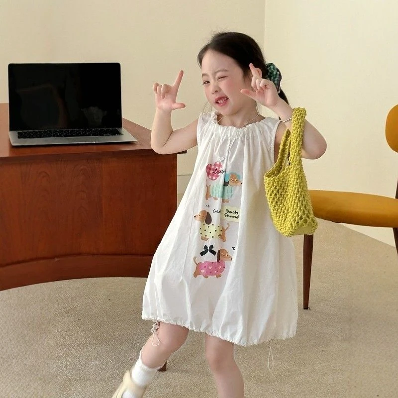女童白色连衣裙夏季2025新款超好看韩系背心裙夏装儿童夏天裙子薄