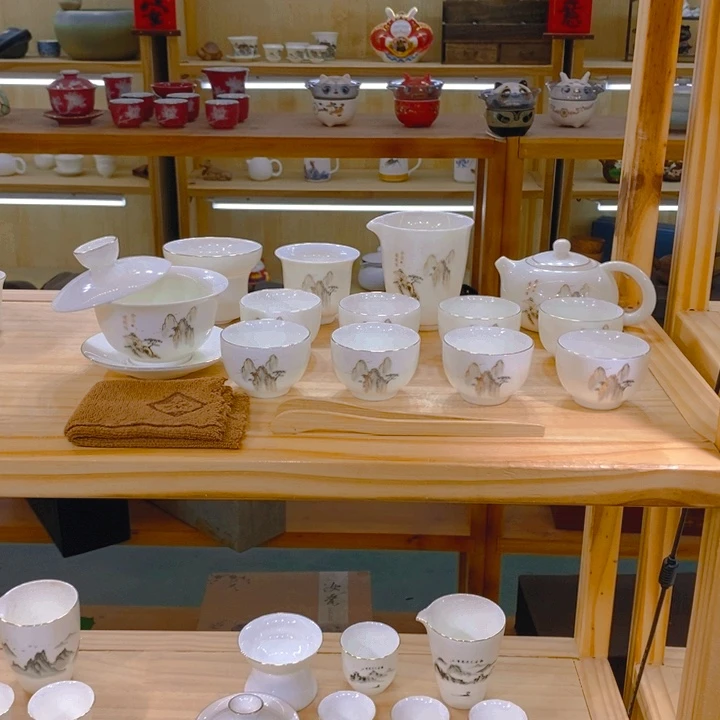 【不止】羊脂玉瓷茶具套装