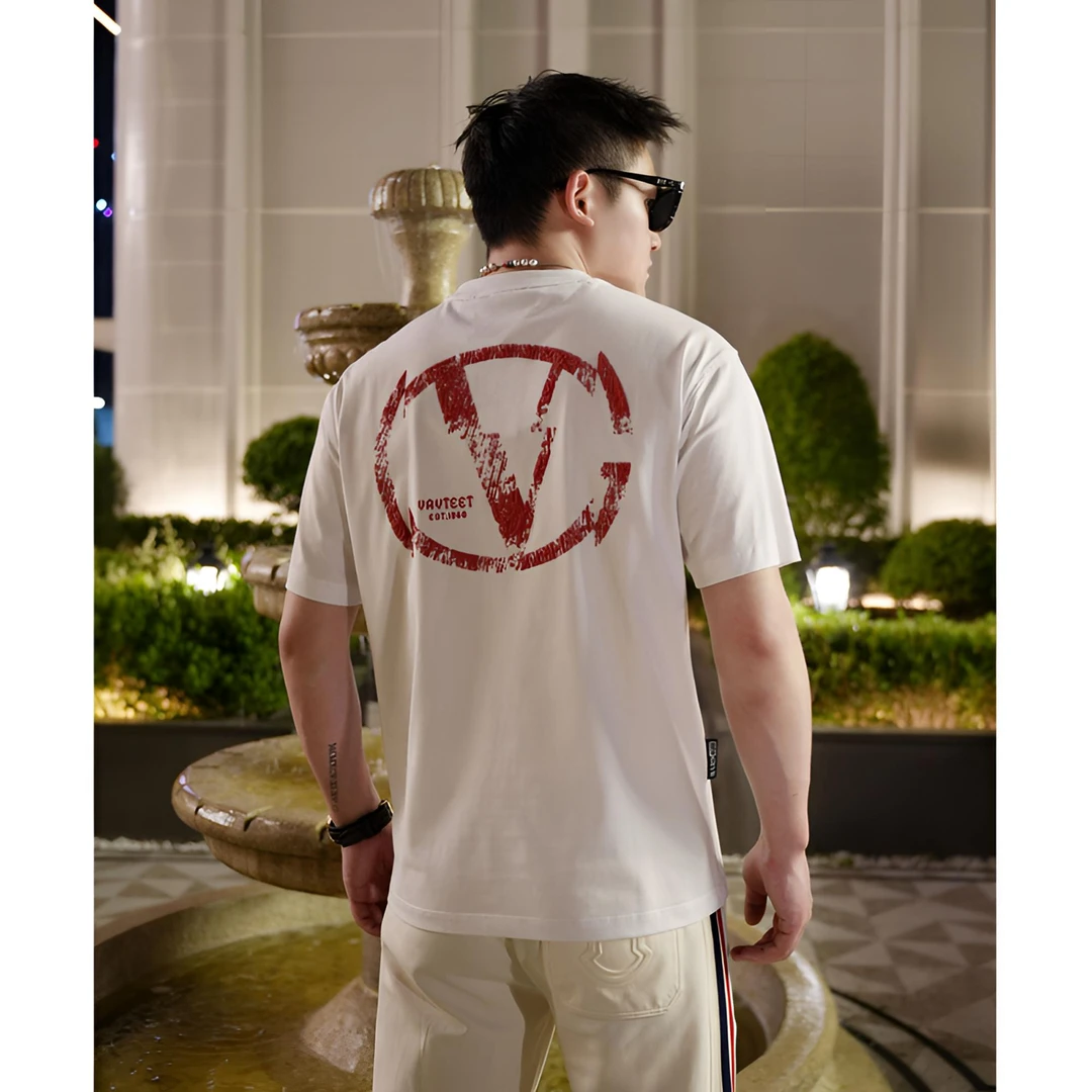 CLL夏季2025新款轻奢立体印花休闲圆领潮流宽松短袖t恤男百搭半袖