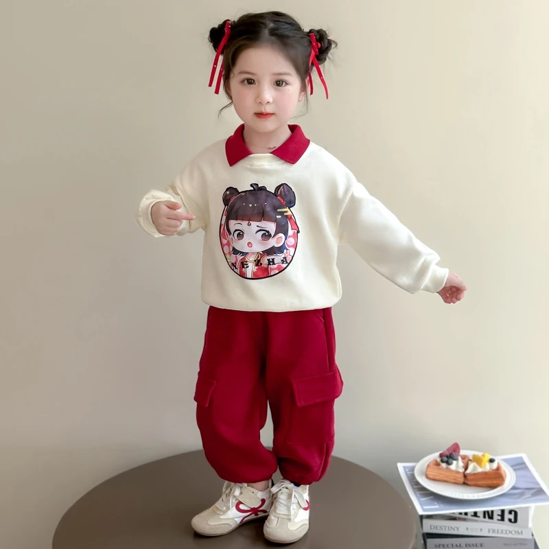 男童女童哪吒套装洋气儿童春秋季新款女宝宝休闲工装裤两件套女孩