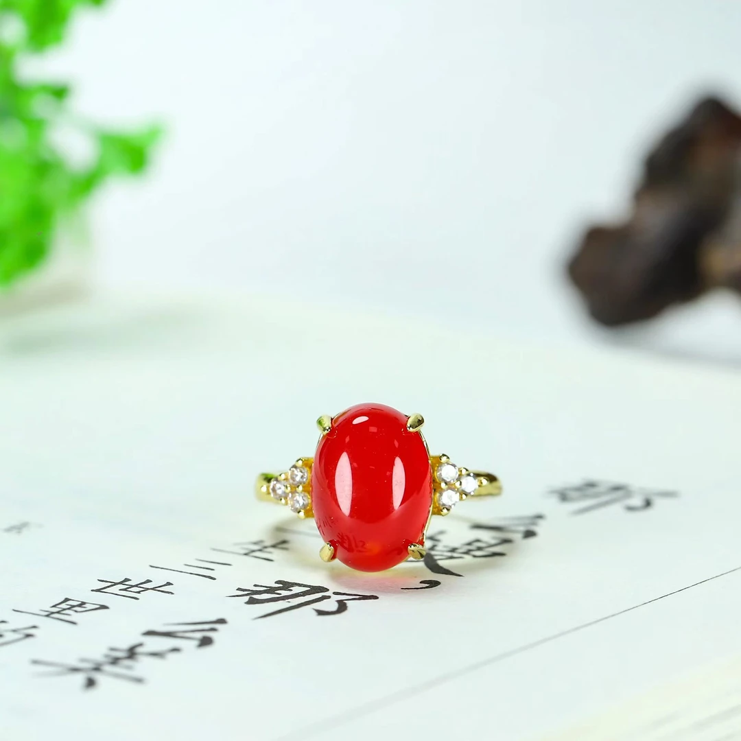 源头工厂批发团购红蛋面戒指女款鸽血红