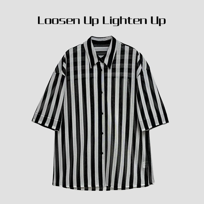 Loosen Up【黑白乐章】经典条纹慵懒松弛感宽松短袖针织衫男女同款