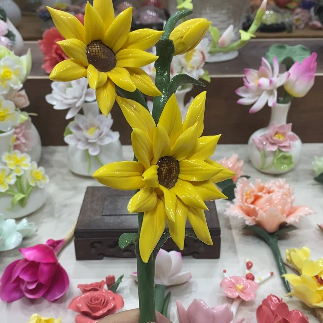 瓷片陶瓷手工花摆件