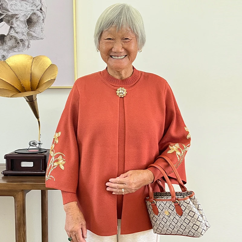 奶奶装秋装女两件套60岁70针织衫老太太妈妈外套冬季宽松气质衣服