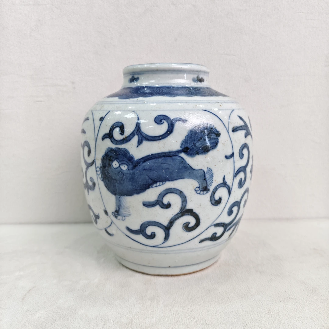 GTH00009青花狮子罐