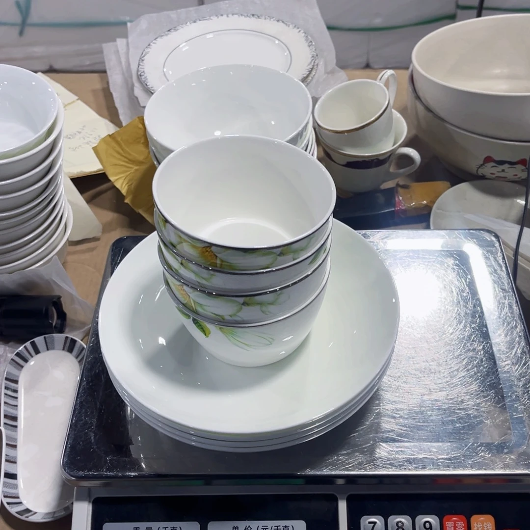 用***4新骨瓷特价栀子花开碗➕盘子做栀子花开