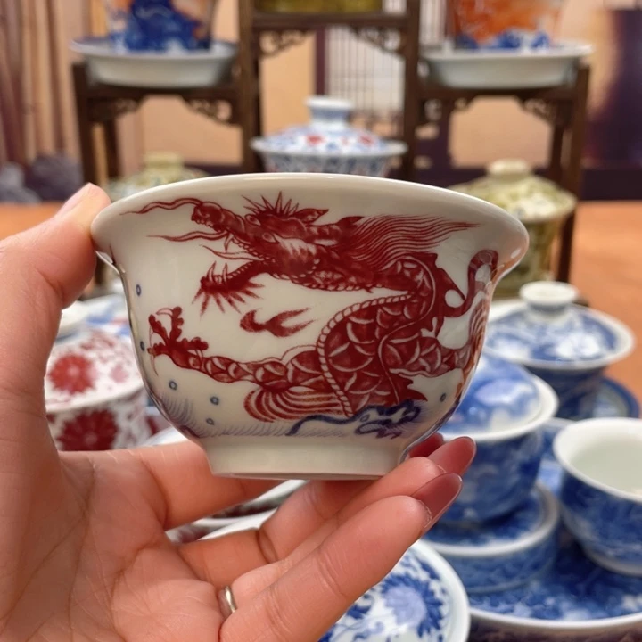 陶摆件鱼化龙压手杯