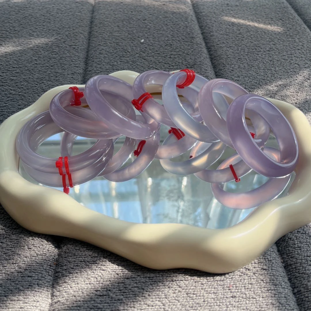 天然高冰厚装轮胎毕业级浓紫紫罗兰冰透玉镯戴糖心纯色多样发1