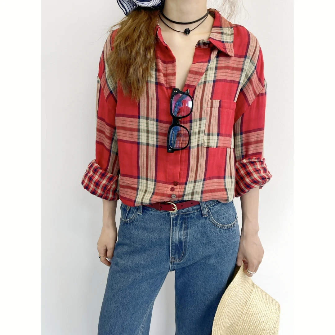 鸿运double 双层棉 扣子随意得很的格纹衬衫