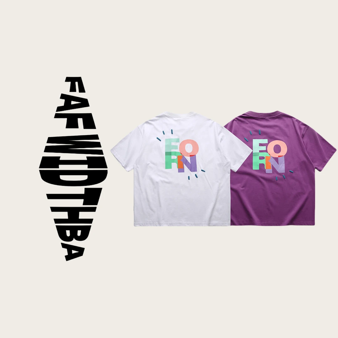 N404 后背印花圆领T恤日潮cityboy口袋装饰宽松短袖男