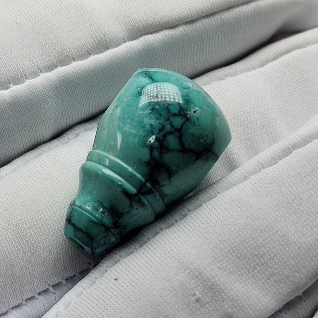 绿松石水草纹三通瓷釉级盘玩后期地狱色系