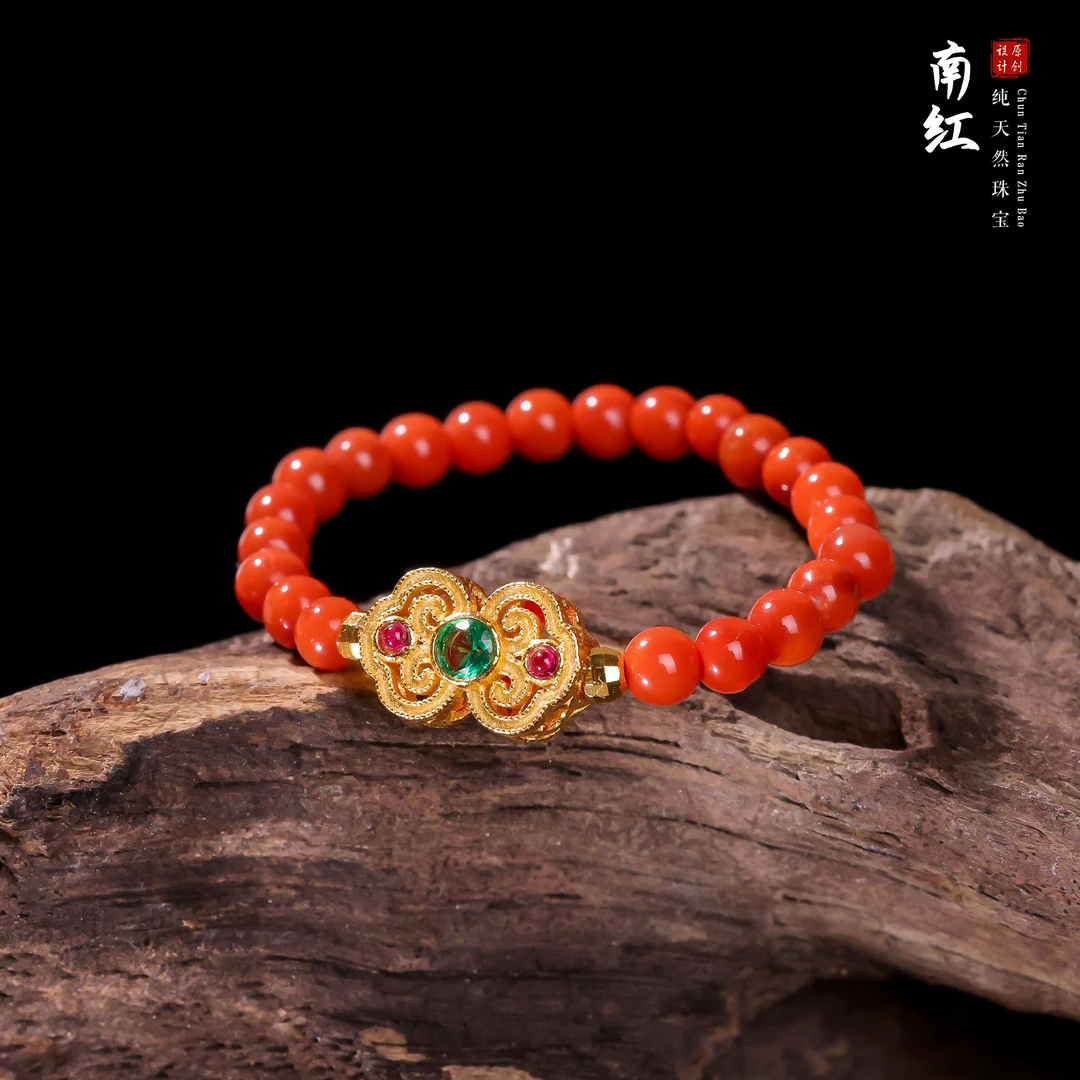 【桃总推荐】diy设计南红圆珠戒指@@ZY50117007