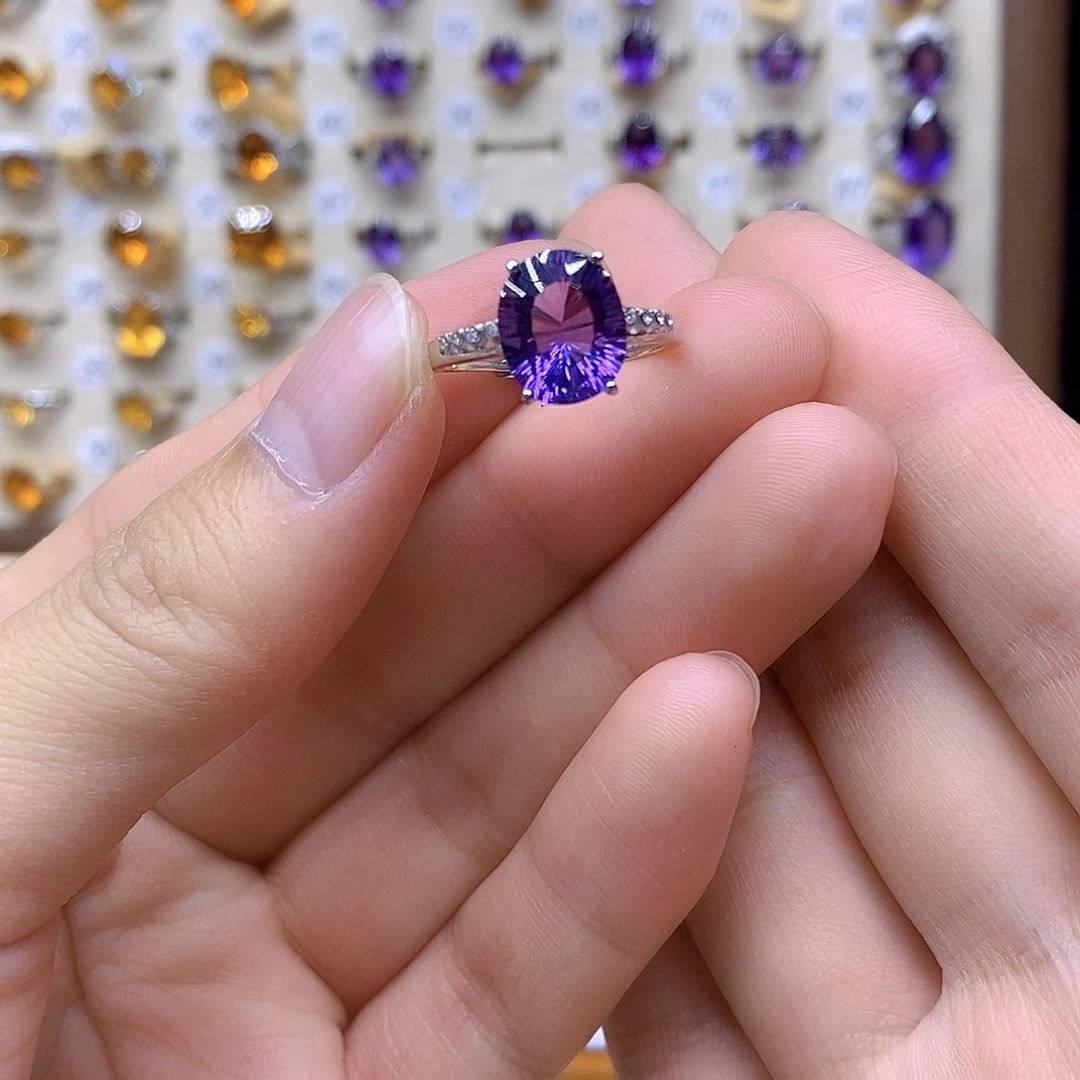 珠宝半成品银S925镶嵌紫晶