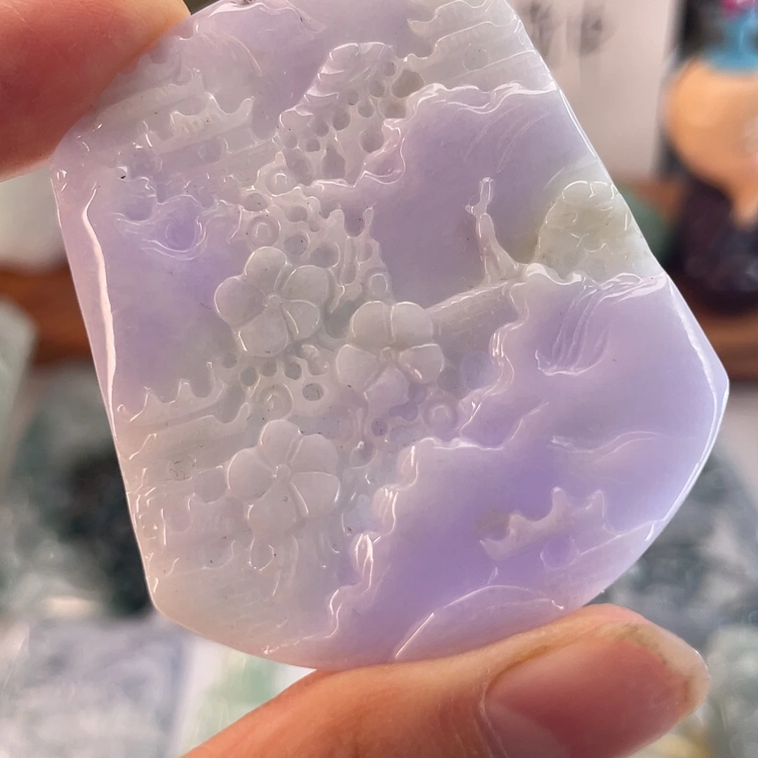 翡翠未镶嵌吊坠(不含链)山水牌