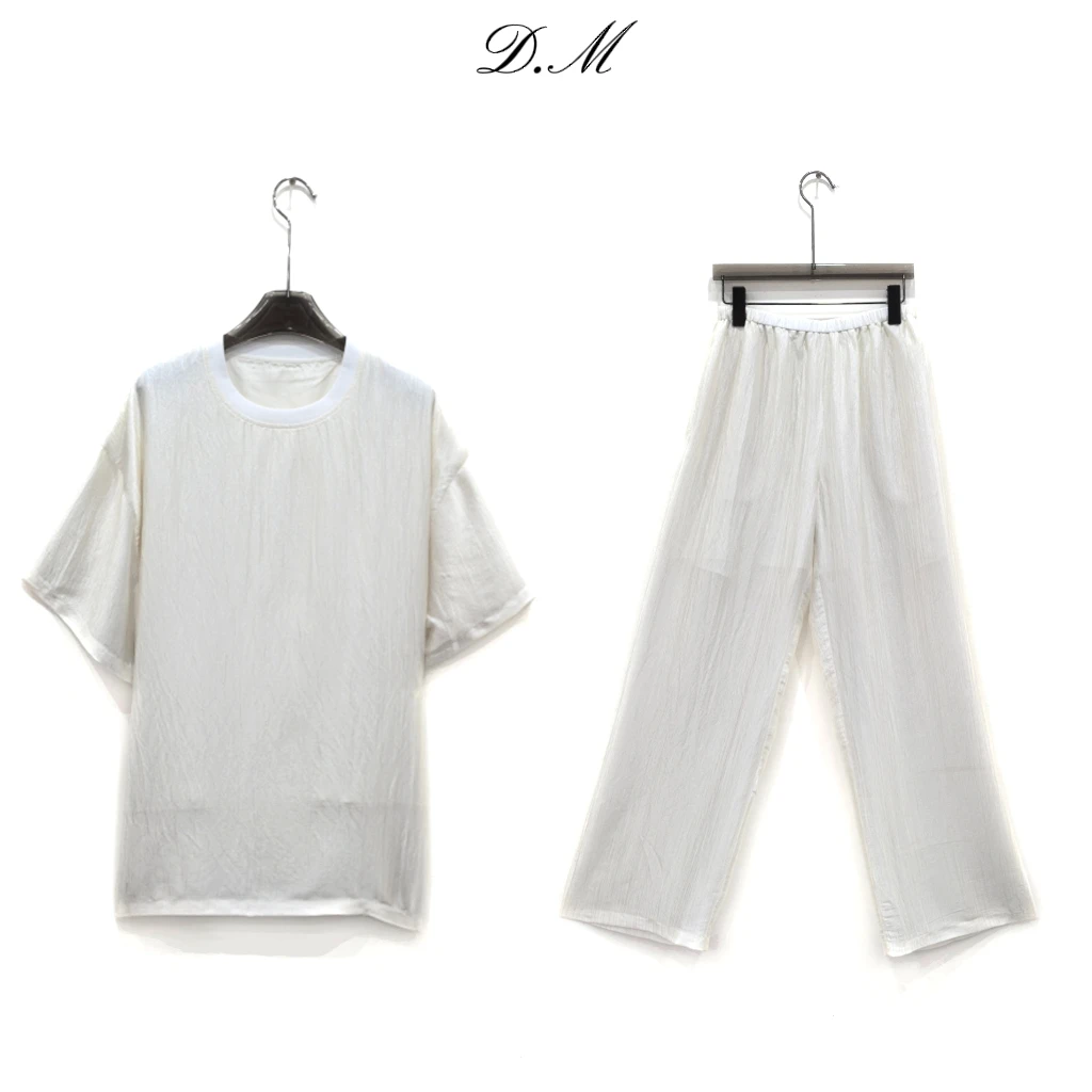 【大蜜】1885#夏季新款休闲质感褶皱纹理套装