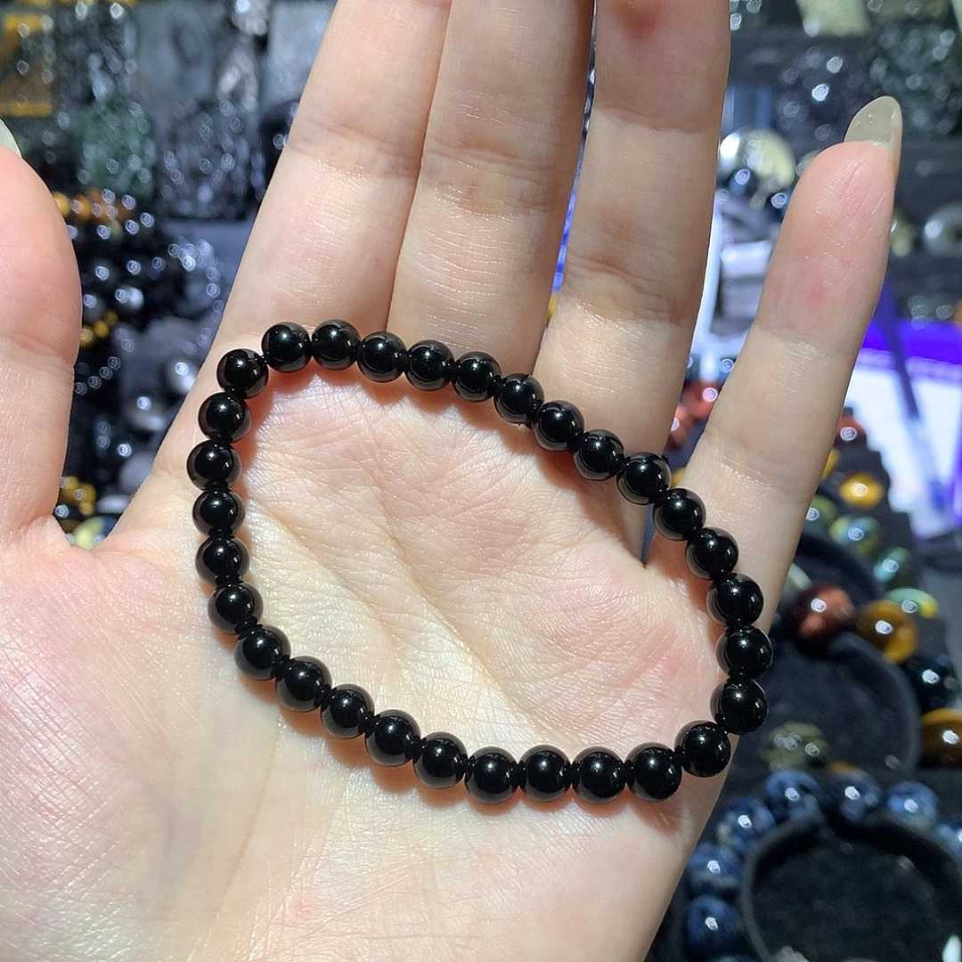 呆***地未镶嵌黑曜岩手串
