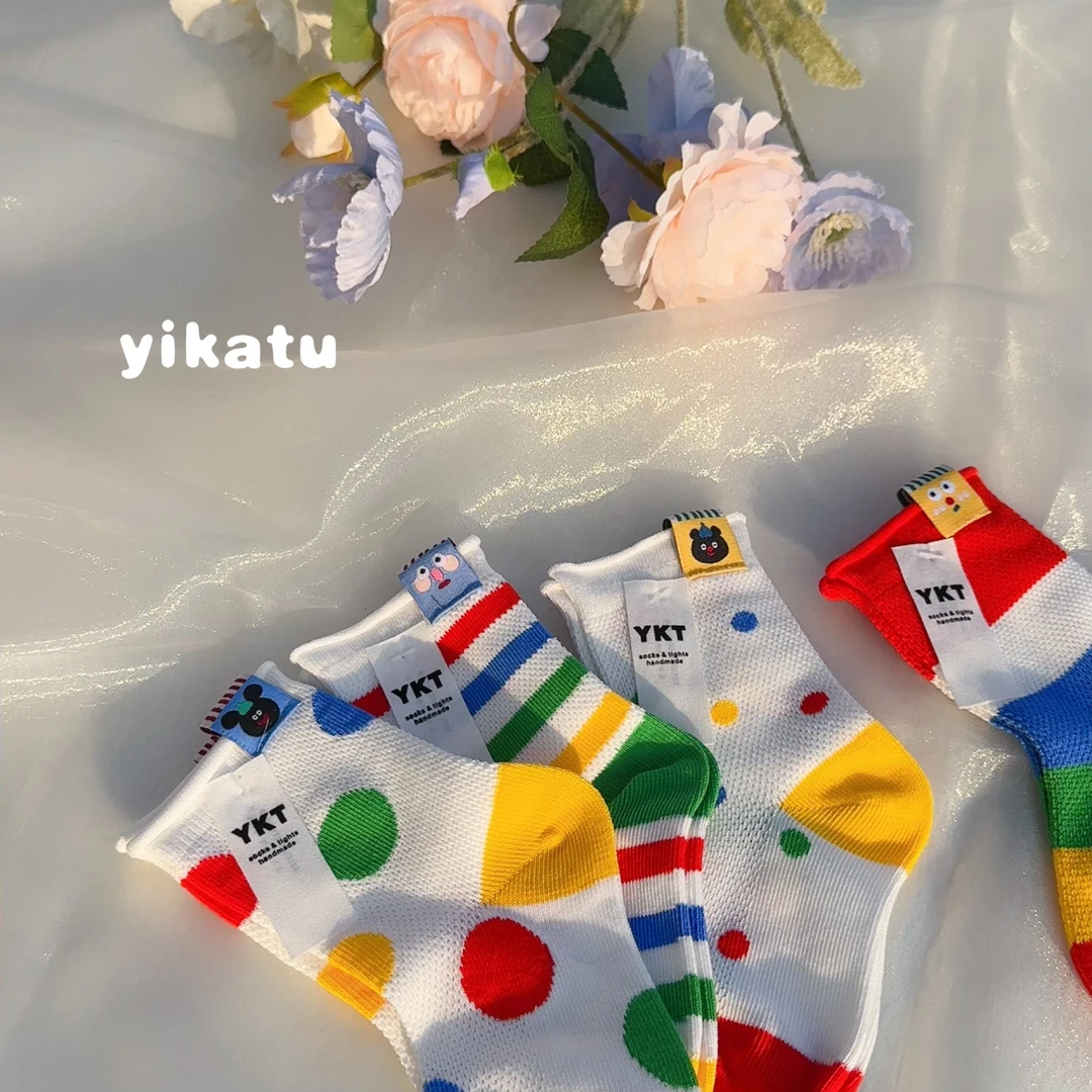 伊卡兔男女宝春夏新款袜子彩虹男童袜子女童袜子儿童袜中筒袜子