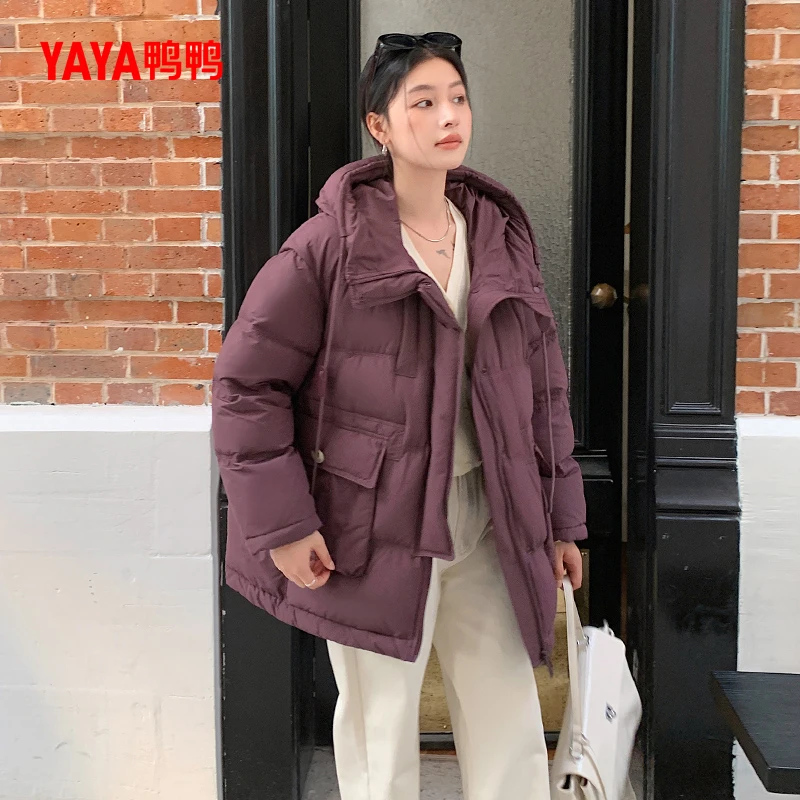 鸭鸭羽绒服女中长款高级感时尚加厚保暖连帽外套YE5B605042N