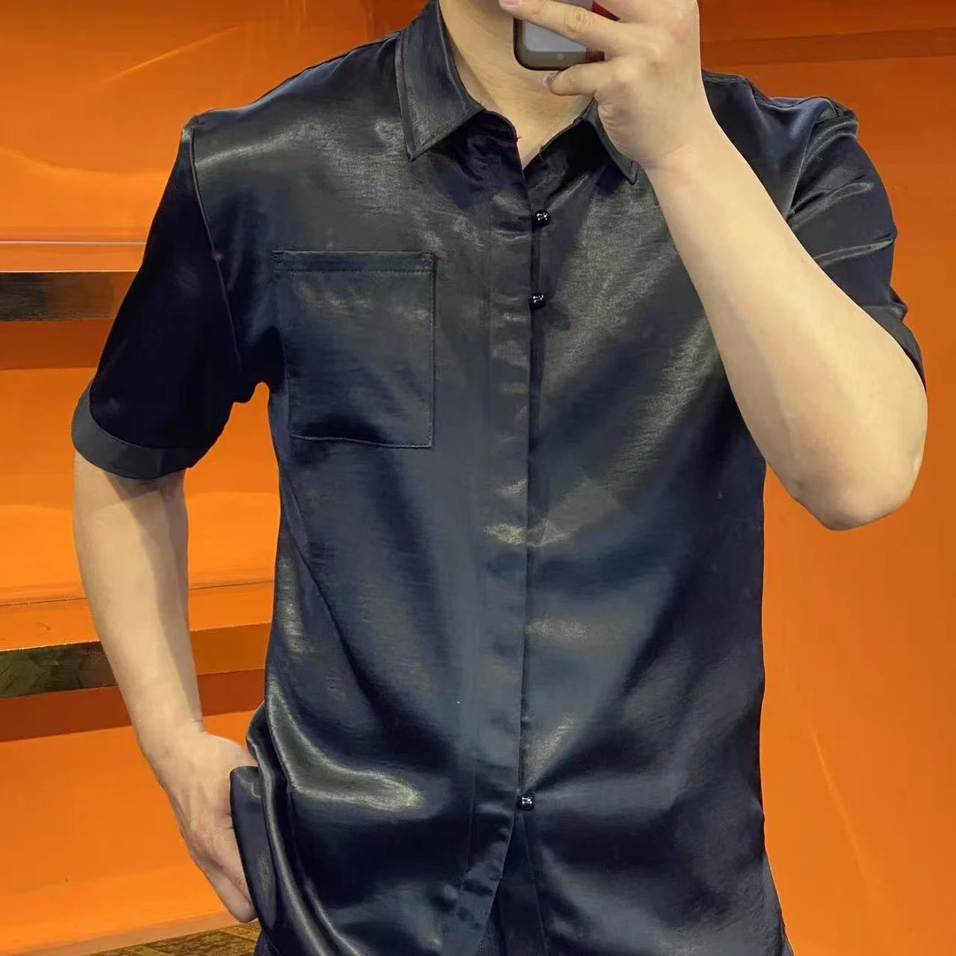 翻领带兜三粒扣！！！男士设计师款T恤衬衫