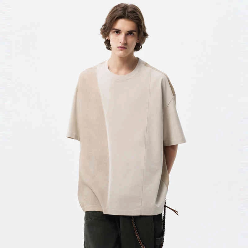 流石男装设计感百搭印花透气短袖T恤2025年夏季新款男士透气上衣