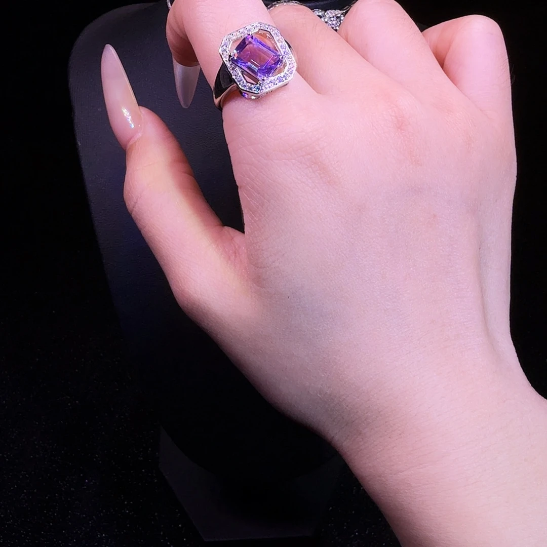戒指银S925镶嵌水晶