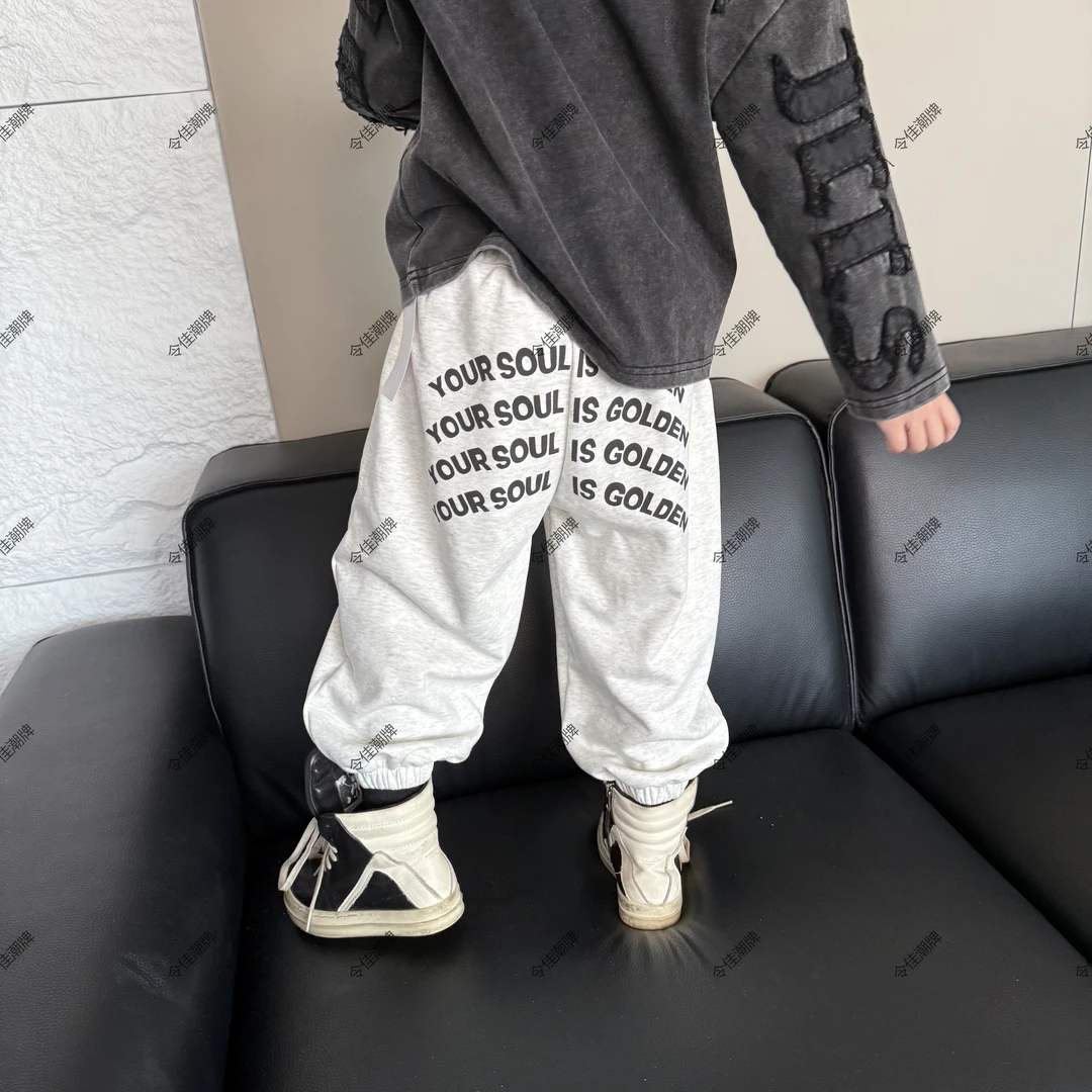 令佳潮牌秋季儿童休闲百搭英文字母印花卫裤3165