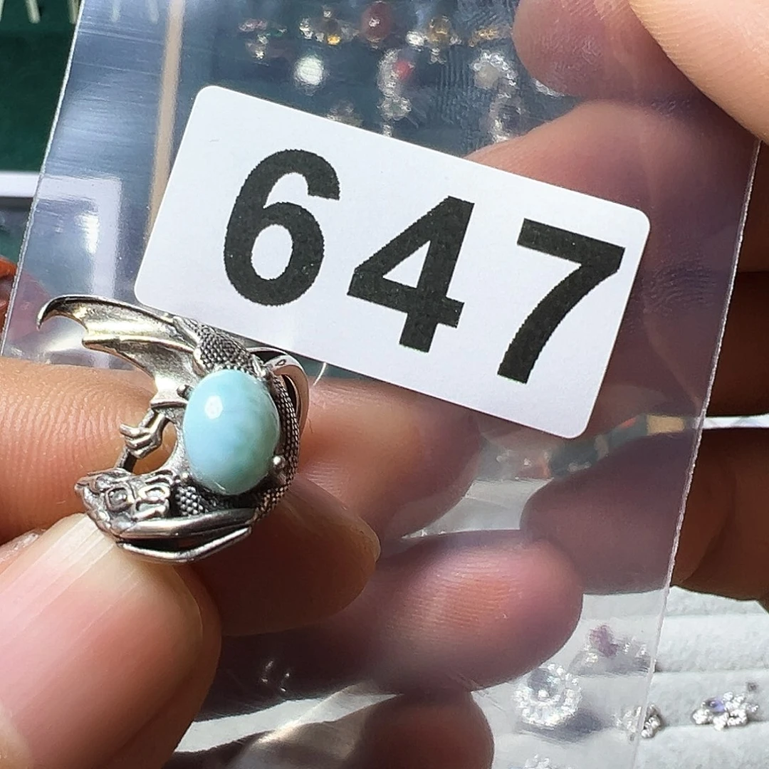 针钠钙石（海纹石）戒指银S925镶嵌y*m