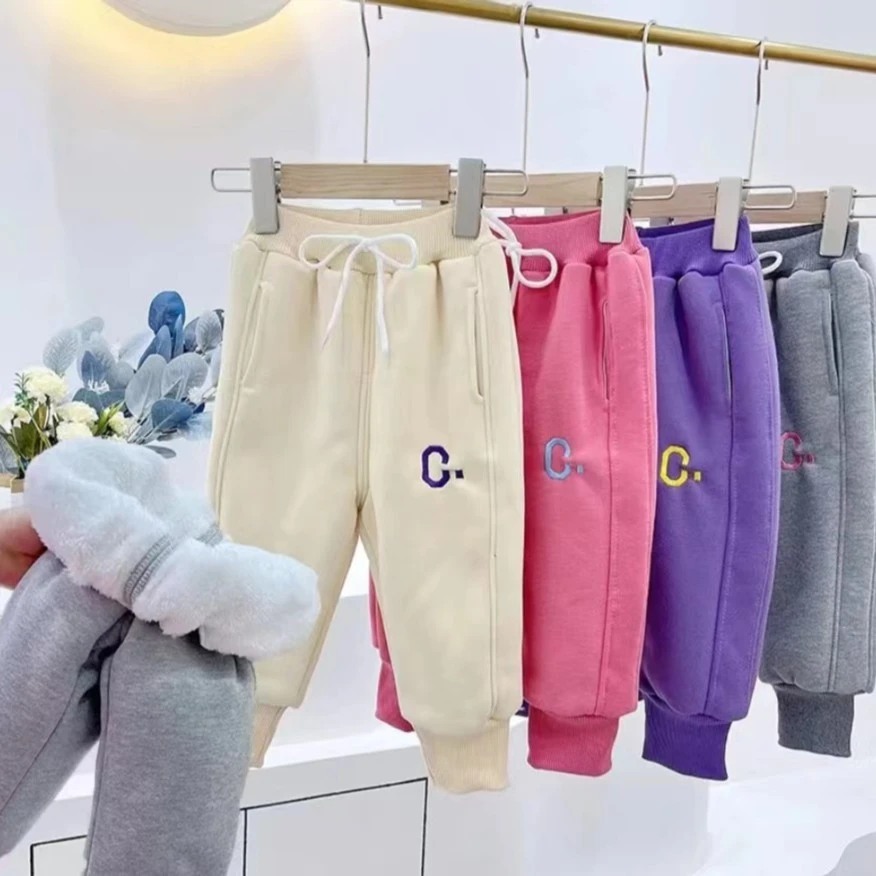 ZX【加绒加厚】女童绣C字运动裤加绒加厚女宝洋气保暖卫裤ZY-GL-C04