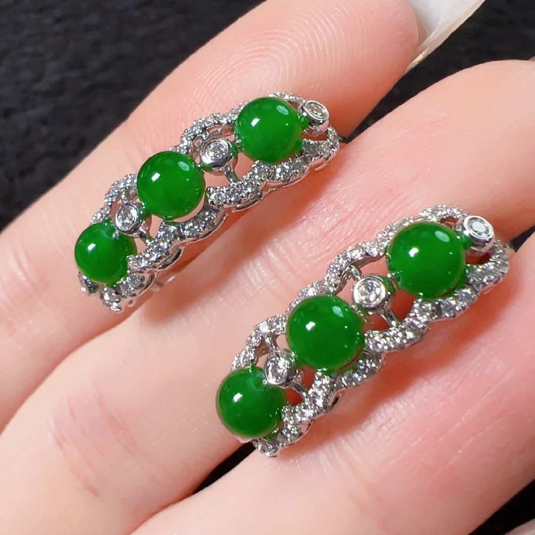 翡翠18K金镶嵌耳饰签收后24小时鉴赏期，过时不退