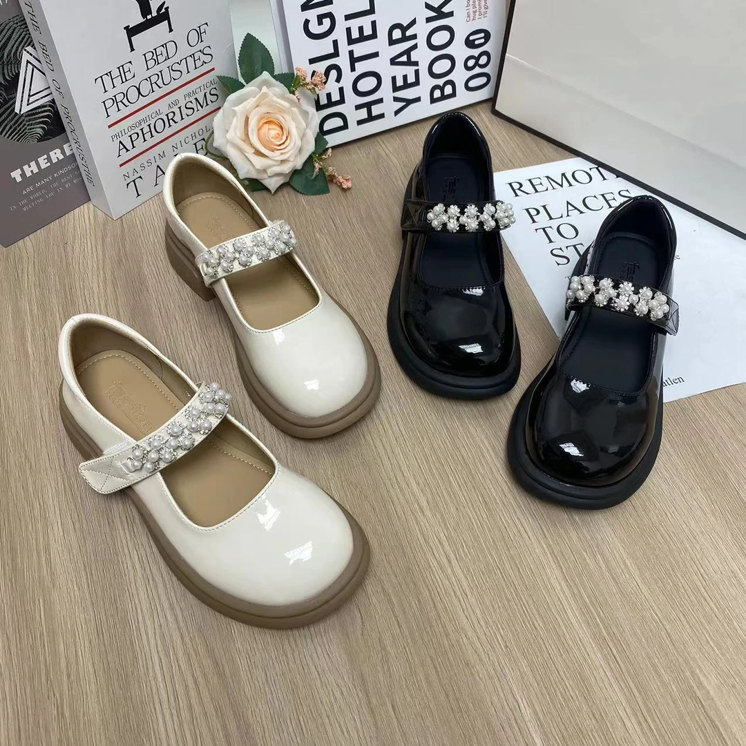 【CC】玛丽珍鞋女平底单鞋2025年春季新款珍珠女鞋法式英伦风小皮鞋
