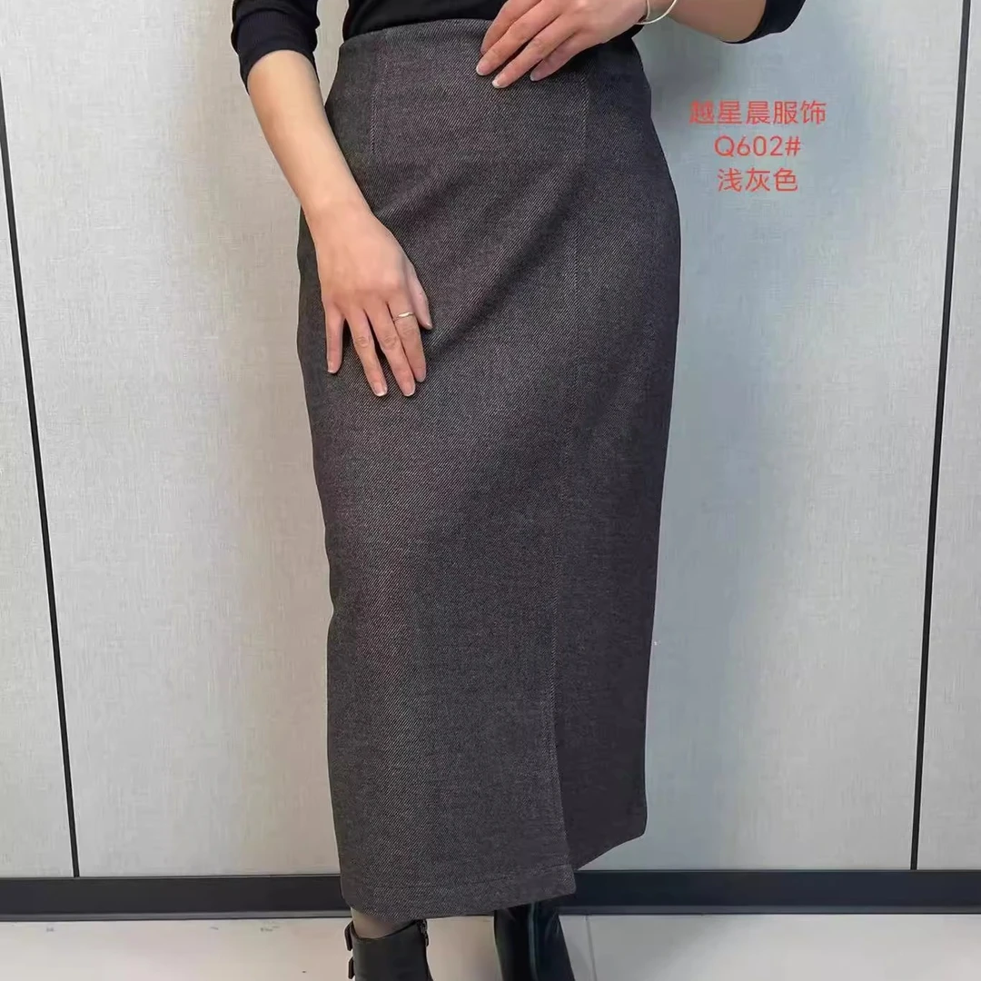 2025藏族服饰前开叉芯空纹毛呢显瘦藏式半身长裙日常藏装