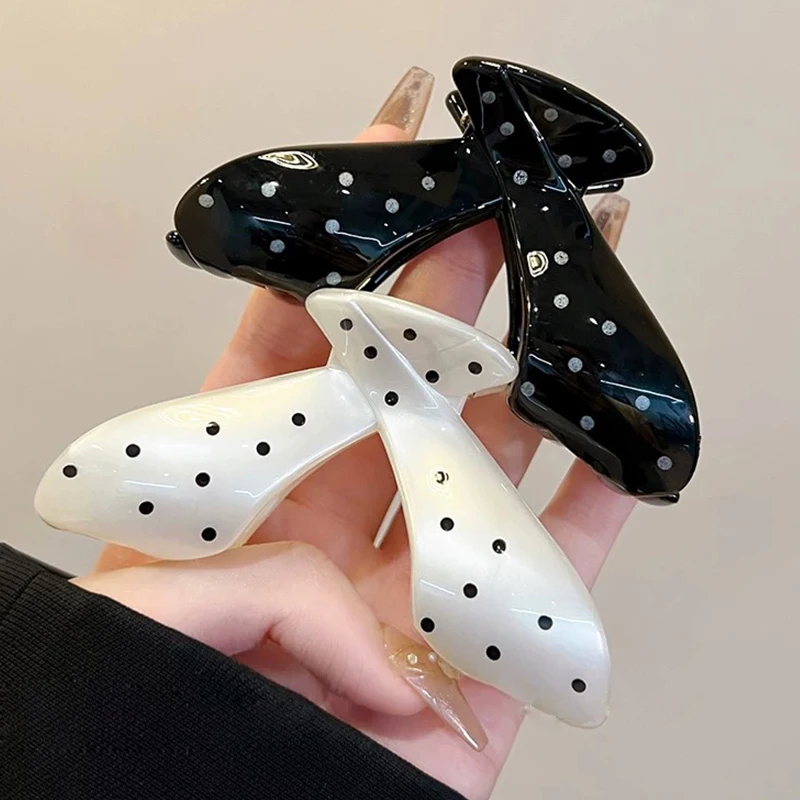 法式波点大号醋酸后脑勺发夹女2025新款高级感抓夹气质鲨鱼夹发饰