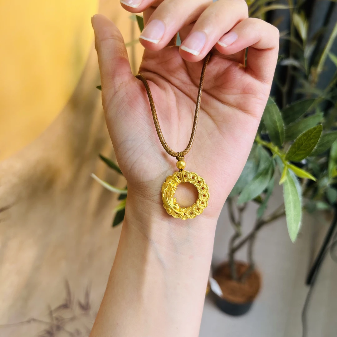 【传承】GH0600905六桂福古法黄金貔貅足金平安扣