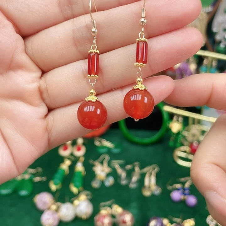 玛瑙/玉髓耳钉合金
