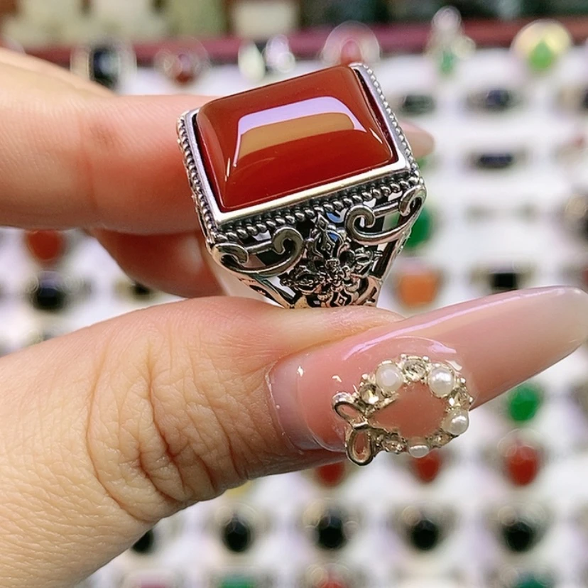 【闪购商品】银S925镶嵌戒指玛瑙/玉髓