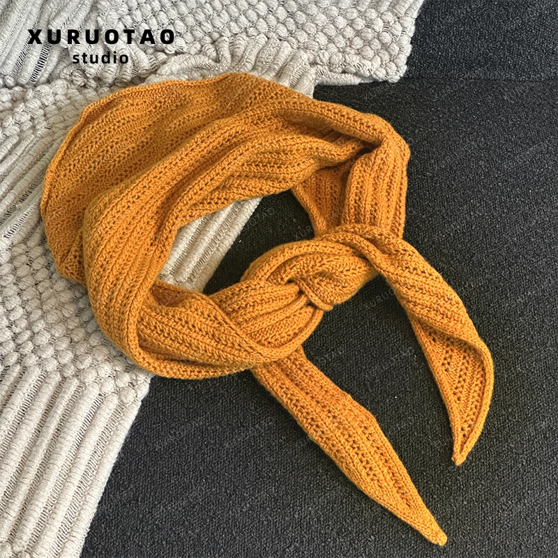 XURUOTAO 【三角披肩】100羊毛百搭氛围感设计橙色披肩 T5503