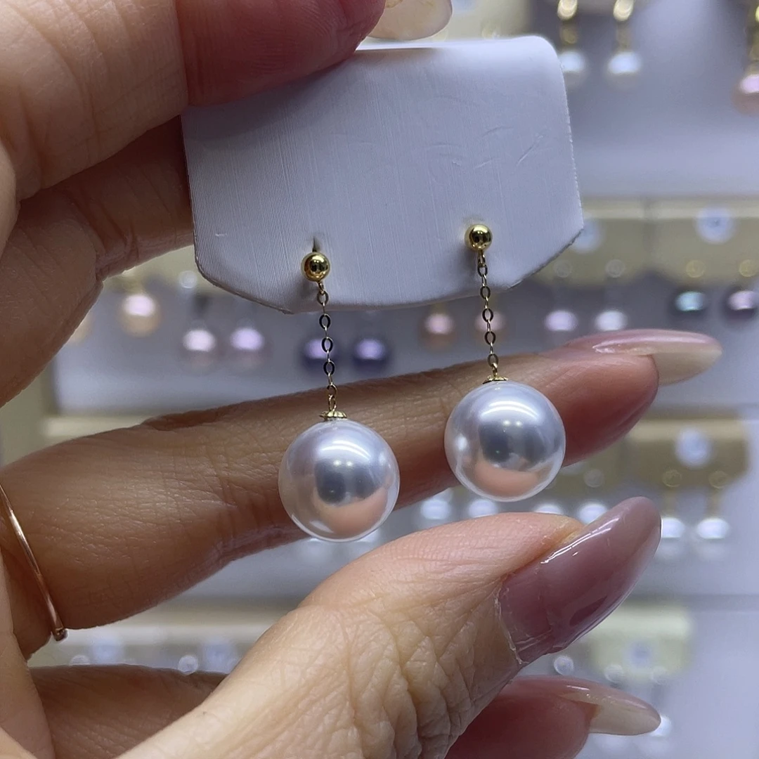 淡水珍珠银S925镶嵌耳饰