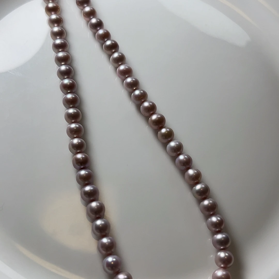 颈饰淡水珍珠未镶嵌6.6紫色肉眼正圆