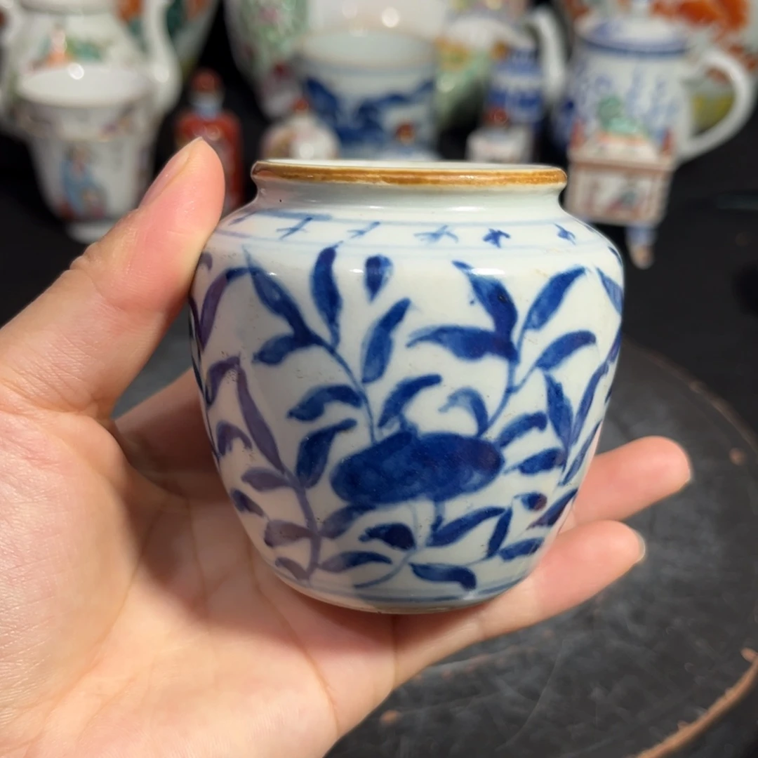 摆件青花水盂罐一件全品