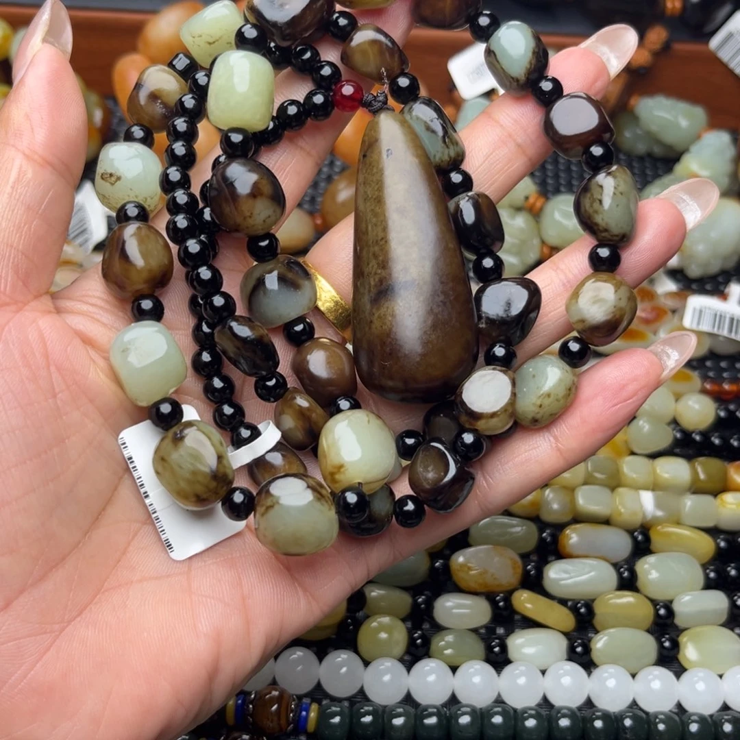 农***人手链未镶嵌和田玉（糖玉）